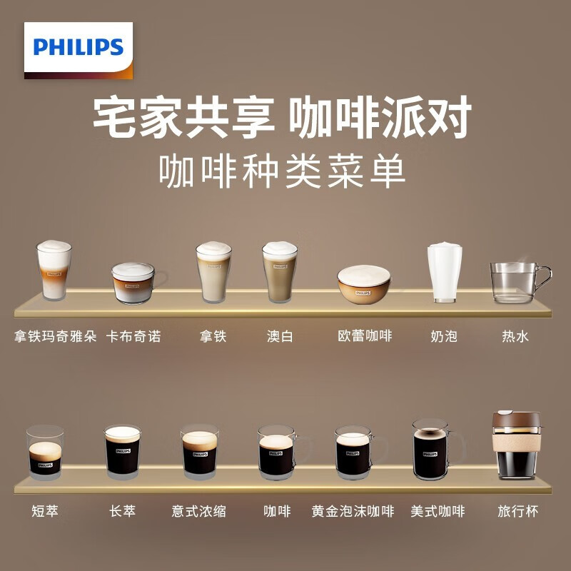 飞利浦全自动浓缩咖啡机研磨一体机小型 EP1221